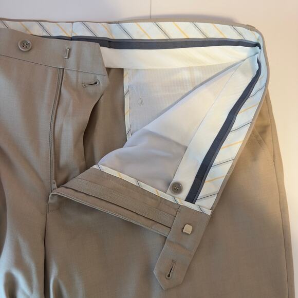 Unbranded Men’s Unhemmed Dress Pants Size 38 Tan 100% Wool Professional Office - Picture 3 of 6
